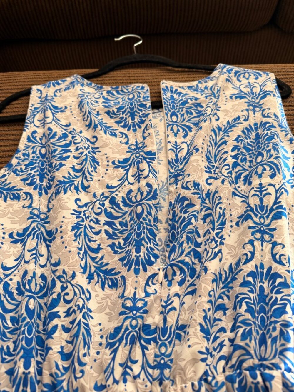 SHEIN Blue White Damask Floral Jumpsuit Size L